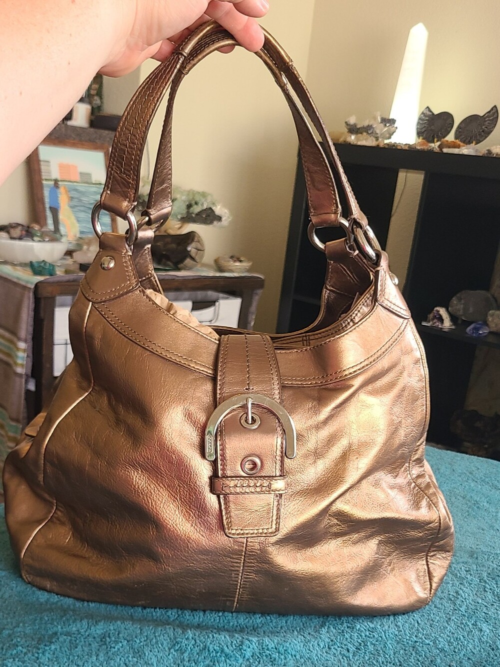 Coach Metallic Bronze  Soho Hobo Leather Shoulder Bag